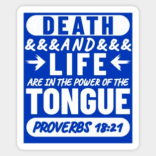 Proverbs 18-21 Life Death Power of the Tongue Blue Aesthetic Sticker